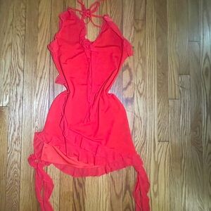 Red mini halter top dress